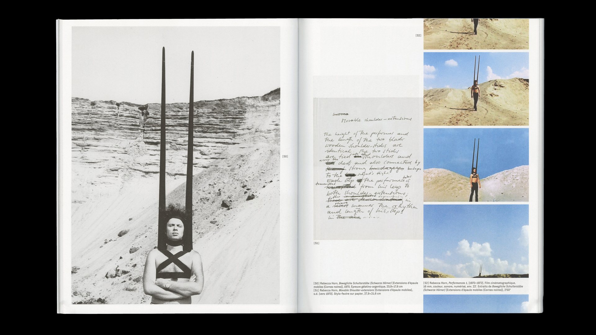 Rebecca Horn, Centre Pompidou, Théâtre des métamorphoses — double page du catalogue, vue 02 — Les Graphiquants